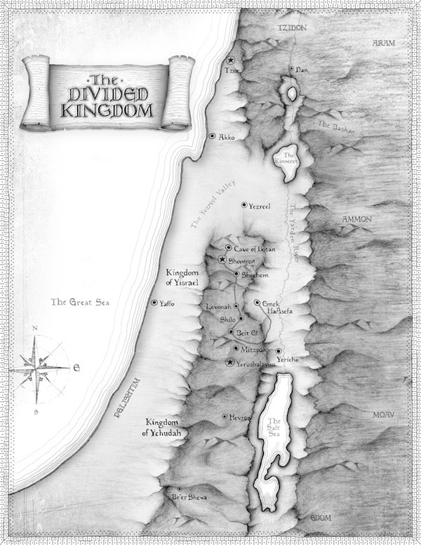 Hand-drawn map of the Divided Kingdom